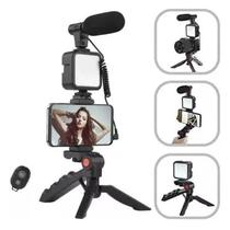 KIT vlog blogueira para smartphone luz de video led e controle remoto