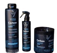 Kit Vloss Carbon Power Shampoo+Máscara 2x1L + Leave-in 1x300ml Kit Vloss Carbon Power Shampoo+Máscara 2x1L + Leave-in 1x300ml