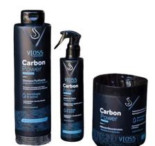 Kit Vloss Carbon Power Shampoo+Máscara 2x1L+Leave-in 1x300ml