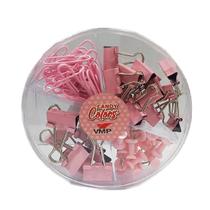 Kit VMP Office Candy Colors 72 Peças Binder Clips Alfinetes