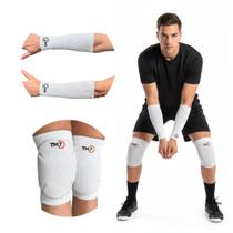Kit Vôlei TM7 Joelheira Pro + Manguito Curto Brac Branco