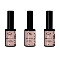 Kit Vòlia 3x Top Coat finalizador Sem Goma alto brilho 10ml