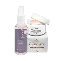 Kit Volia Gel Classic Nude E Preparador Spray Profissional