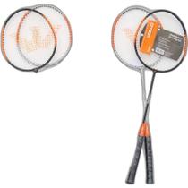 Kit Vollo Badminton 4 Raquete + 3 Petecas + Rede e Suportes
