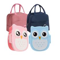 Kit Volta Às Aulas Bolsas Térmicas + Lancheiras Desenho Coruja Infantil