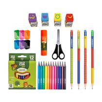 KIT Volta as Aulas Infantil LEO LEO LAPIS BORRACHA APONTADOR COLA TESOURA KIT Volta as Aulas Infantil LEO LEO LAPIS BORRACHA APONTADOR COLA TESOURA