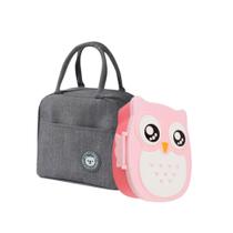 Kit Volta Às Aulas Mini Bag Térmica + Lancheira Desenho Coruja Infantil