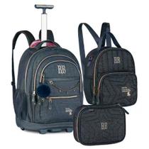 Kit Volta às Aulas Rebecca Bonbon Rodinha Mochila Carro+ Estojo Box+ Lancheira Térmica Clio Style Or