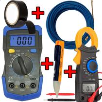 Kit Voltagem Multímetro Digital Alicate Amperímetro + Caneta Alerta tensão + Fita Isolante Kit Voltagem Multímetro Digital Alicate Amperímetro + Caneta Alerta tensão + Fita Isolante