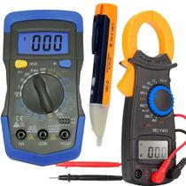 Kit Voltagem Multímetro Digital Alicate Amperímetro + Caneta Alerta Testador tensão - Exbom