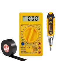 Kit Voltagem Multímetro Digital Voltímetro Profissional caneta detectora de voltagem + Fita - Exbom