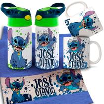 Kit Voltas As Aulas Caneca de Plástico Squeeze E Toalhinha Stitch Com Nome Kit Voltas As Aulas Caneca de Plástico Squeeze E Toalhinha Stitch Com Nome