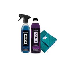 Kit Vonixx Cera Blend Spray + Lava autos V-floc 500ml + Toalha de microfibra 40x40cm Vintex