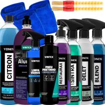 Kit Vonixx Profissional Limpeza Detalhada Cera Blend Spray Pneu pretinho Vintex Limpador Sintra Fast Restaurador de Plasticos Restaurax Vonixx