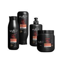 Kit Vult Cabelos Crespos 4A ao 4C Sh 350ml +Cond 325ml+ C.Pent 300ml+Mas 500g