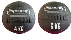 Kit Wall Ball 4 Kg + Wall Ball 6 Kg 100% couro - RopeShop