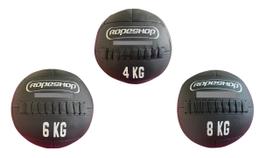 Kit Wall Ball 4 Kg + Wall Ball 6 Kg + Wall Ball 8 Kg 100% couro - RopeShop
