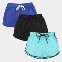 Kit wall feminino kit com 3 shorts lisos-w5002