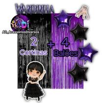 Kit: WANDINHA 2 Cortinas Metalizada + 4 Balões Estrelas, Decoração, Festa, Aniversário, Adereços, Festival, Comemorção Kit: WANDINHA 2 Cortinas Metalizada + 4 Balões Estrelas, Decoração, Festa, Aniversário, Adereços, Festival, Comemorção