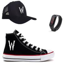 Kit Wandinha Addams Tênis Boné E Relógio Meninos E Meninas Kit Wandinha Addams Tênis Boné E Relógio Meninos E Meninas