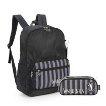 Kit Wandinha Mochila e Estojo Duplo Oficial Escolar Meninas Kit Wandinha Mochila e Estojo Duplo Oficial Escolar Meninas