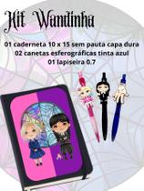 Kit Wandinha Vandinha Eneide amiga Caderneta de anotações com caneta e lapiseira papelaria presente dia crianças