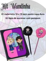 Kit Wandinha Vandinha Eneide amiga Caderneta de anotações lapis pompom papelaria presente dia crianças Kit Wandinha Vandinha Eneide amiga Caderneta de anotações lapis pompom papelaria presente dia crianças