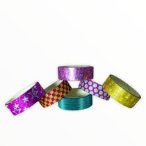 Kit Washi Tape 6 cores fita glitter/estampada Moure Jar