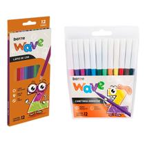 Kit Wave Canetinha Hidrocor 12 Cores + Lapís de Cor 12 Cores