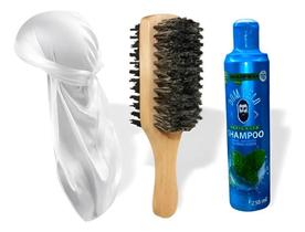 Kit Waves Durag Escova Javali E Shampoo, Bandanas D Branco