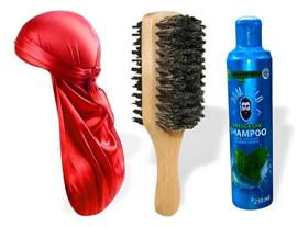 Kit Waves Durag Escova Javali E Shampoo, Bandanas Vermelho