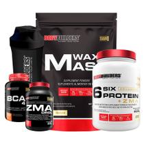 Kit Waxy Mass 3kg + Six Protein 900g + ZMA Drol 120 Cápsulas + BCAA 100g + Coqueteleira - Bodybuilders Kit Waxy Mass 3kg + Six Protein 900g + ZMA Drol 120 Cápsulas + BCAA 100g + Coqueteleira - Bodybuilders