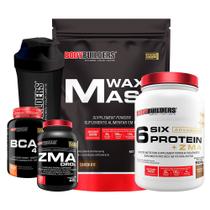 Kit Waxy Mass 3kg + Six Protein 900g + ZMA Drol 120 Cápsulas + BCAA 100g + Coqueteleira - Bodybuilders