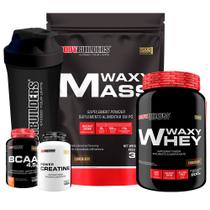Kit Waxy Mass 3kg + Waxy Whey 900g + Power Creatina 100g + BCAA 100g + Coqueteleira - Bodybuilders
