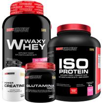 Kit Waxy Whey 2kg + Iso Protein 2kg+ Power Creatina 100g + Glutamina 100% 300g - Bodybuilders
