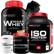 KIT Waxy Whey 2kg + Iso Protein 2kg+ Power Creatina 100g + Glutamina 100% 300g + Coqueteleira - Bodybuilders