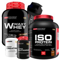 KIT Waxy Whey 2kg + Iso Protein 2kg+ Power Creatina 100g + Power Glutamina 100g + Coqueteleira - Bodybuilders