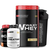 KIT Waxy Whey 900g + BCAA 100g + POWER Creatina 100g + Coqueteleira - Bodybuilders