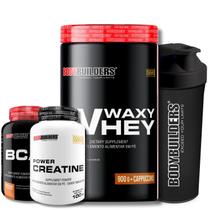 KIT Waxy Whey 900g + BCAA 100g + POWER Creatina 100g + Coqueteleira - Bodybuilders
