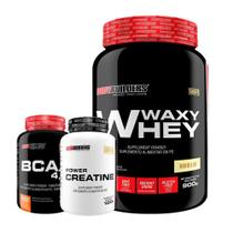Kit Waxy Whey 900G+ Bcaa 4,5 100G+ Power Creatina 100G Kit Waxy Whey 900G+ Bcaa 4,5 100G+ Power Creatina 100G