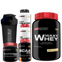 Kit Waxy Whey 900g + Bcaa100g + Power Creatina 100g + Bio Colagen 200g + Glutamina 300g + Coqueteleira