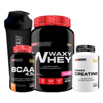 KIT Waxy Whey 900g + Power Creatina 100g + BCAA 100g + Coqueteleira - Bodybuilders