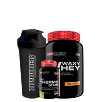 KIT Waxy Whey 900g + Thermo Start Powder 120g Limão + Coqueteleira - Bodybuilders