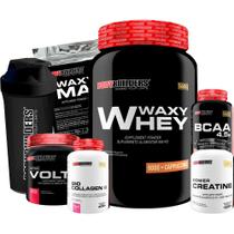 Kit Waxy Whey 900g + Voltz 250g+ BCAA 100g + Creatine 100g + Waxy Maize 800g+ Colágeno + Coqueteleira - Bodybuilders