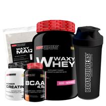 KIT - Waxy Whey 900g + Waxy Maize 800g + Power Creatina 100g + BCAA 100g + Coqueteleira - Bodybuilders KIT - Waxy Whey 900g + Waxy Maize 800g + Power Creatina 100g + BCAA 100g + Coqueteleira - Bodybuilders