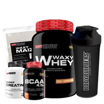 KIT - Waxy Whey 900g + Waxy Maize 800g + Power Creatina 100g + BCAA 100g + Coqueteleira - Bodybuilders KIT - Waxy Whey 900g + Waxy Maize 800g + Power Creatina 100g + BCAA 100g + Coqueteleira - Bodybuilders
