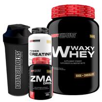 Kit Waxy Whey 900g + ZMADrol 120 Cápsulas + Power Creatina 100g + Coqueteleira Bodybuilders