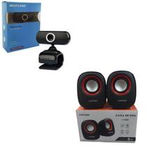 Kit webcam com microfone embutido e caixa de som para computador PC com controle de volume Potencia 6W