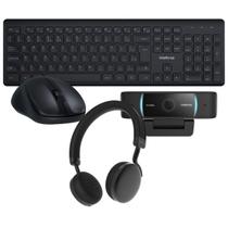 Kit WebCam USB CAM-1080p + Headset Bluetooth Focus Style Black + Teclado e Mouse CSI50 Sem Fio Intelbras