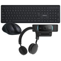 Kit WebCam USB CAM-1080p + Headset Bluetooth Focus Style Black + Teclado TSI50 Sem Fio + Mouse MSI55 Sem Fio - Intelbras